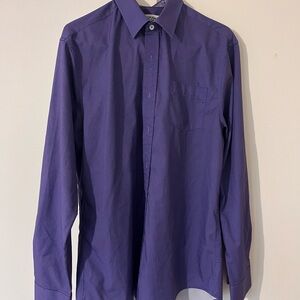 Men's Nick Graham Long-Sleeve Purple Dress Shirt with Chest Pocket (modern fit)